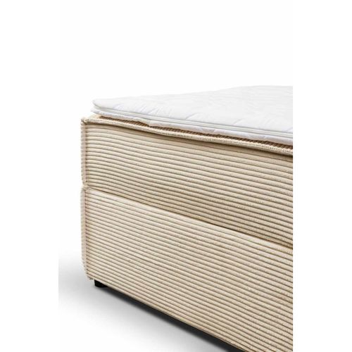 Lit Double Coffres Frédéric 160x200 Cm Velours Côtelé Beige