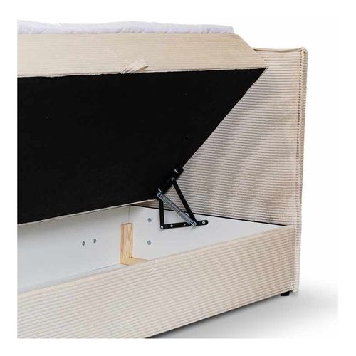 Lit Double Coffres Frédéric 160x200 Cm Velours Côtelé Beige