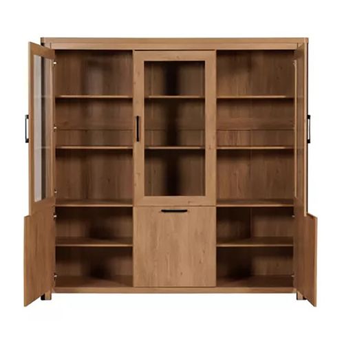 Vitrine 3+3 Portes Arrondis Noir/naturel