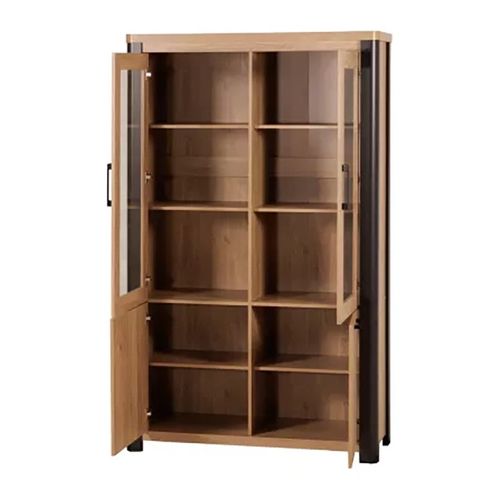 Vitrine 2+2 Portes Arrondis Noir/naturel