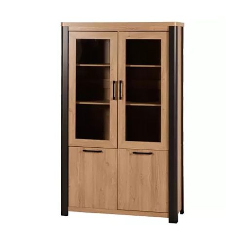 Vitrine 2+2 Portes Arrondis Noir/naturel