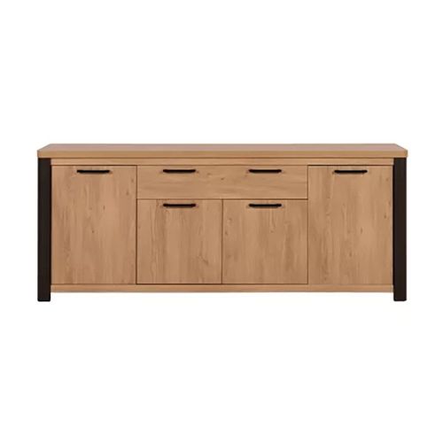 Buffet 4 Portes 1 Tiroir Arrondis Naturel/noir