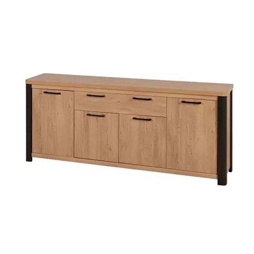 Buffet 4 Portes 1 Tiroir Arrondis Naturel/noir