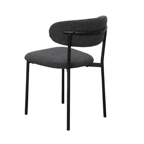 Chaise Bouclette Anthracite Structure Métal Noir