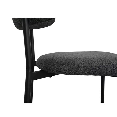 Chaise Bouclette Anthracite Structure Métal Noir