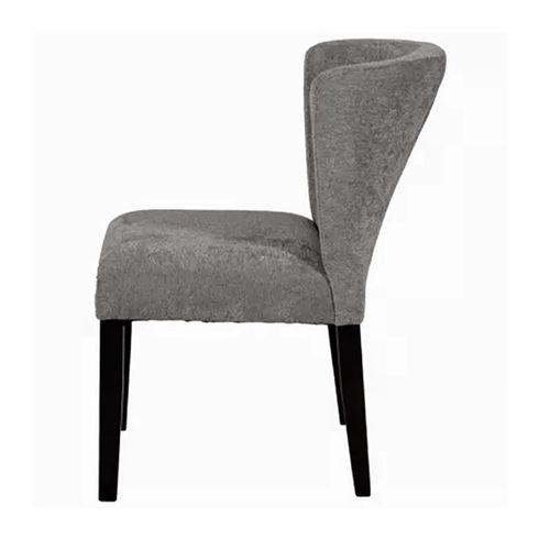 Chaise Tissu Chenille Gris Pieds Bois Noir