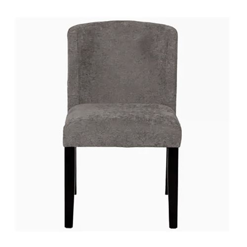 Chaise Tissu Chenille Gris Pieds Bois Noir