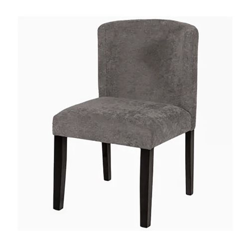 Chaise Tissu Chenille Gris Pieds Bois Noir