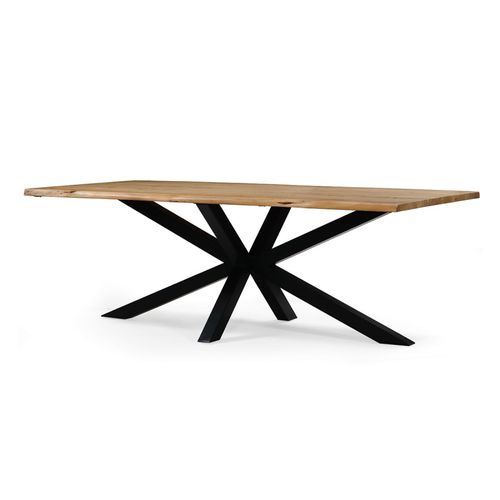 Table à Manger 220 X 110 Cm Olivia Acacia Pied Métal