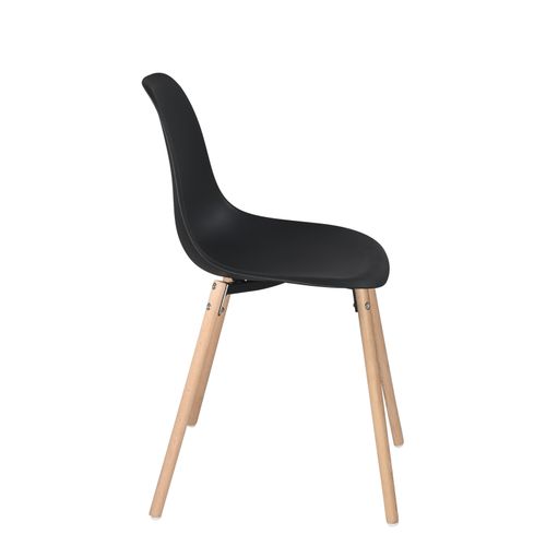 Lot 4 Chaises Scandinaves De Cuisine Siège Plastique Souple Pieds Bois Clair Ova (noir)