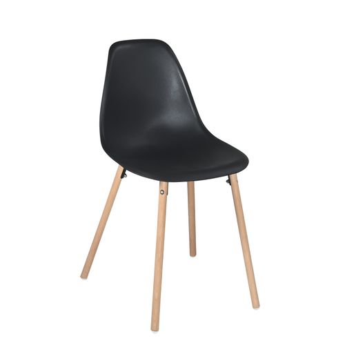 Lot 4 Chaises Scandinaves De Cuisine Siège Plastique Souple Pieds Bois Clair Ova (noir)
