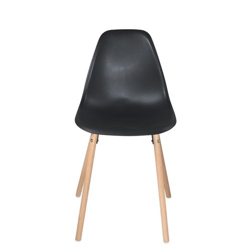 Lot 4 Chaises Scandinaves De Cuisine Siège Plastique Souple Pieds Bois Clair Ova (noir)
