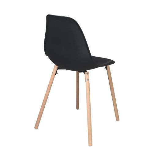 Lot 4 Chaises Scandinaves De Cuisine Siège Plastique Souple Pieds Bois Clair Ova (noir)