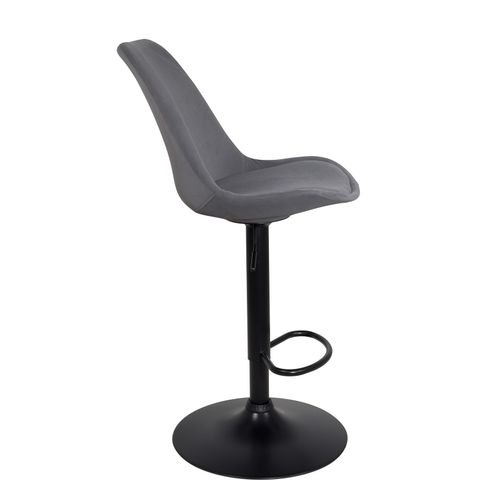 Lot 2 Chaises De Bar Grand Siège Velours, Hauteur Réglable, Pivotant Pied Métal Sig XL (gris Noir)