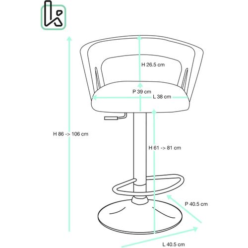 Lot 2 Tabourets De Bar Dossier Accoudoirs Coussin Pivotant Hauteur Réglable Ayo (noir)