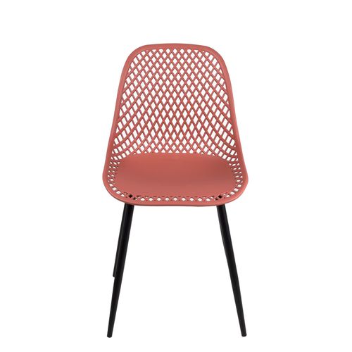 Lot 2 Chaises De Cuisine Design Siège Plastique Souple Ajouré Pieds Métal Seli (rouge)