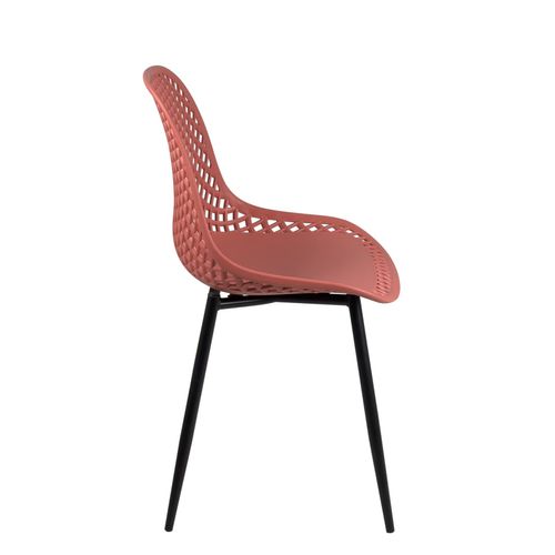 Lot 2 Chaises De Cuisine Design Siège Plastique Souple Ajouré Pieds Métal Seli (rouge)