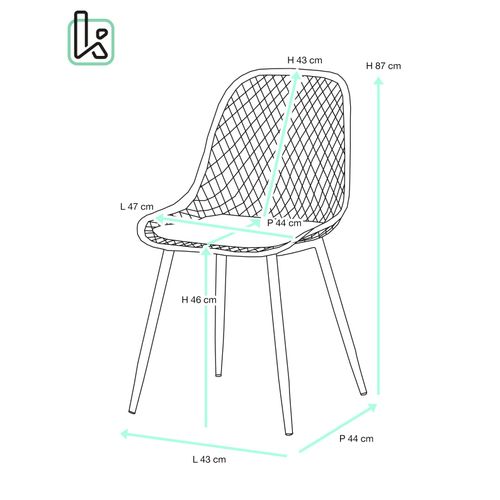 Lot 2 Chaises De Cuisine Design Siège Plastique Souple Ajouré Pieds Métal Seli (rouge)