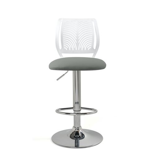 Lot 2 Chaises De Bar Coussin Simili, Pivotant Hauteur Réglable Sawa (blanc Gris)