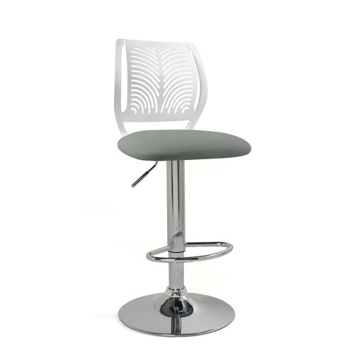 Lot 2 Chaises De Bar Coussin Simili, Pivotant Hauteur Réglable Sawa (blanc Gris)