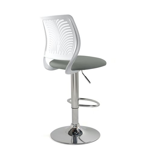 Lot 2 Chaises De Bar Coussin Simili, Pivotant Hauteur Réglable Sawa (blanc Gris)