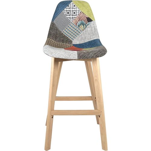 Lot 2 Chaise De Bar 67cm Patchwork Tissu Large Siège Rembourré Pieds Bois Slick (floral)