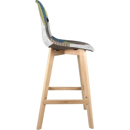 Lot 2 Chaise De Bar 67cm Patchwork Tissu Large Siège Rembourré Pieds Bois Slick (floral)