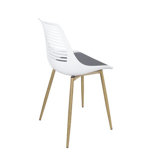 Lot 2 Chaises De Cuisine Dossier Ajouré Coussin Simili Pieds Métal Ton Bois Clair Geos (blanc Gris)