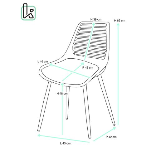 Lot 2 Chaises De Cuisine Dossier Ajouré Coussin Simili Pieds Métal Ton Bois Clair Geos (blanc Gris)