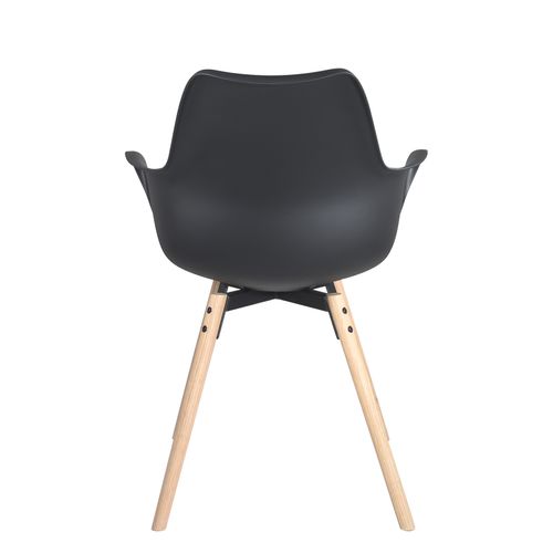 Lot 2 Chaises Scandinaves Accoudoirs Pieds Bois Clair Coussin Simili Moti (noir Marron)