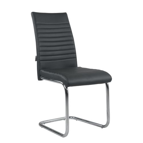 Lot De 2 Chaises Salle à Manger Design Simili Rembourré Et Surpiqué Pied Chrome Opus (noir)