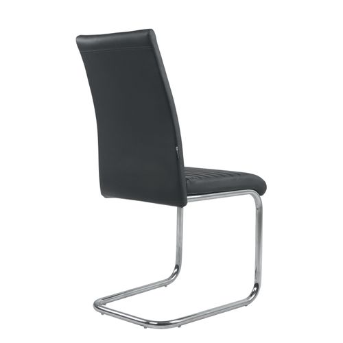 Lot De 2 Chaises Salle à Manger Design Simili Rembourré Et Surpiqué Pied Chrome Opus (noir)