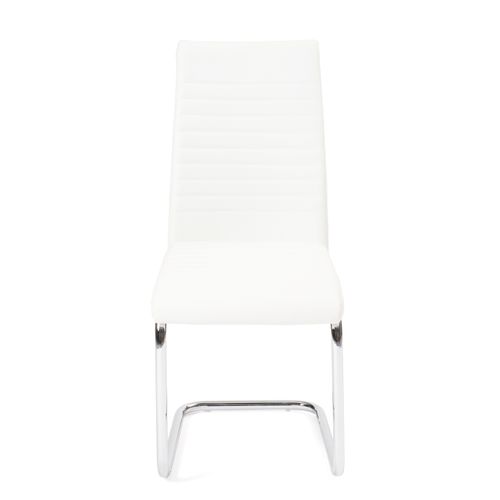 Lot De 2 Chaises Salle à Manger Design Simili Rembourré Et Surpiqué Pied Chrome Opus (blanc)