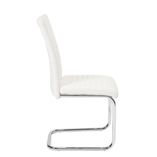 Lot De 2 Chaises Salle à Manger Design Simili Rembourré Et Surpiqué Pied Chrome Opus (blanc)