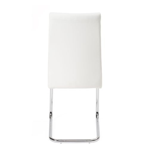 Lot De 2 Chaises Salle à Manger Design Simili Rembourré Et Surpiqué Pied Chrome Opus (blanc)