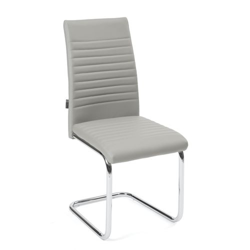 Lot De 2 Chaises Salle à Manger Design Simili Rembourré Et Surpiqué Pied Chrome Opus (gris)