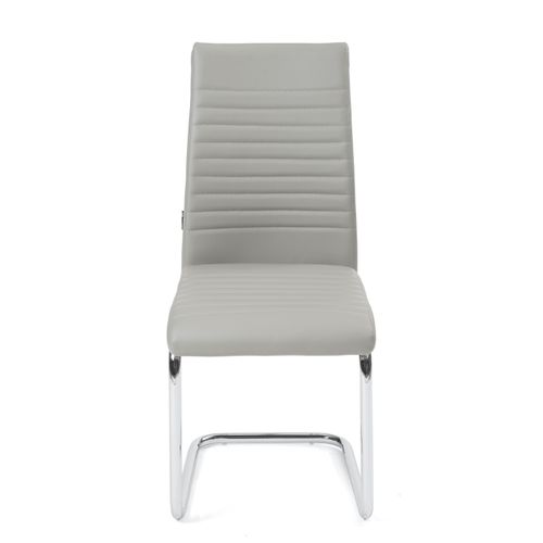 Lot De 2 Chaises Salle à Manger Design Simili Rembourré Et Surpiqué Pied Chrome Opus (gris)