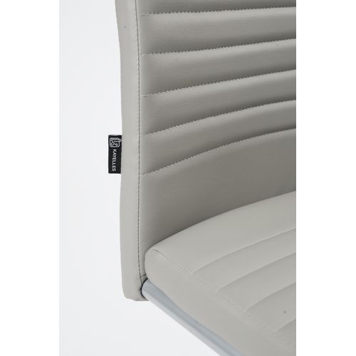 Lot De 2 Chaises Salle à Manger Design Simili Rembourré Et Surpiqué Pied Chrome Opus (gris)