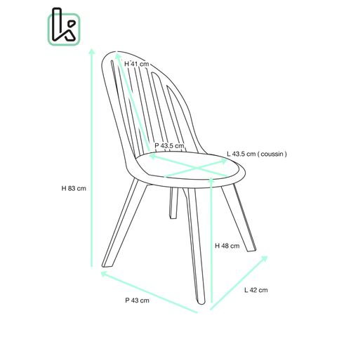 Lot 2 Chaises Bistrot à Barreaux Scandinaves Coussin Simili Pieds Bois Clair Bold (blanc Gris)