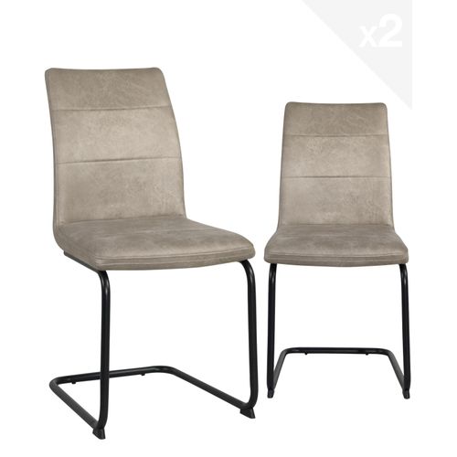 Lot 2 Chaises De Salon Salle à Manger Rétro Vintage Rembourrée Pieds Métal Siam (beige)