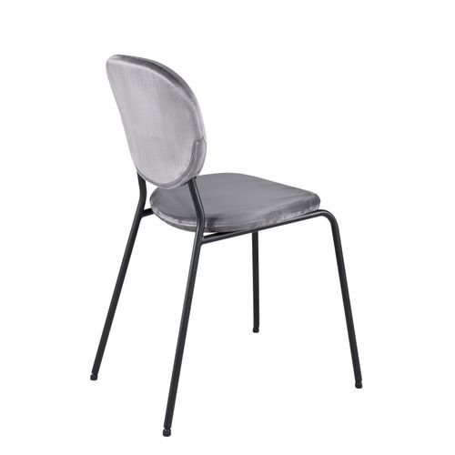 Lot 4 Chaises Contemporaine Salon Salle à Manger Velours Rembourré Pieds Métal Noir Mada (gris)