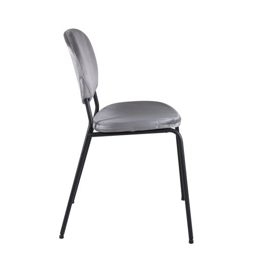 Lot 4 Chaises Contemporaine Salon Salle à Manger Velours Rembourré Pieds Métal Noir Mada (gris)