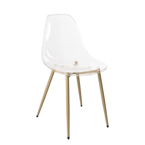 Lot De 4 Chaises Transparentes Design Cuisine Pieds En Métal Bois Clair Nova