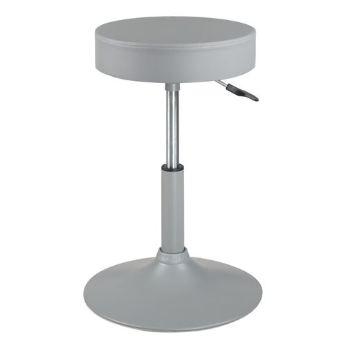 Petit Tabouret Simili Rond Rembourré Pivotant Hauteur Réglable 43 à 57 Cm Yu (gris)
