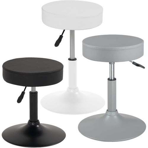 Petit Tabouret Simili Rond Rembourré Pivotant Hauteur Réglable 43 à 57 Cm Yu (gris)