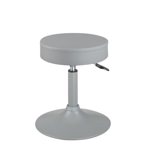 Petit Tabouret Simili Rond Rembourré Pivotant Hauteur Réglable 43 à 57 Cm Yu (gris)