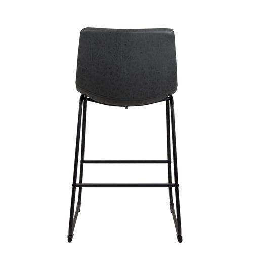 Lot 2 Tabourets De Bar Industriels Simili Rembourré Effet Vintage Pieds Métal Helio 64 (noir Gris)