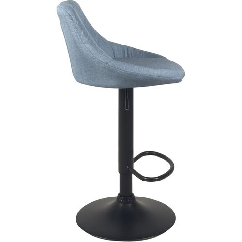 Lot 2 Chaises De Bar, Tissu Rembourré Matelassé , Pivotant, Hauteur Réglable Pied Noir Luti (bleu)