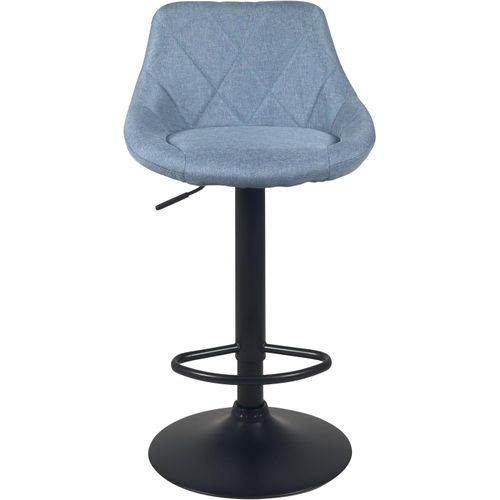 Lot 2 Chaises De Bar, Tissu Rembourré Matelassé , Pivotant, Hauteur Réglable Pied Noir Luti (bleu)