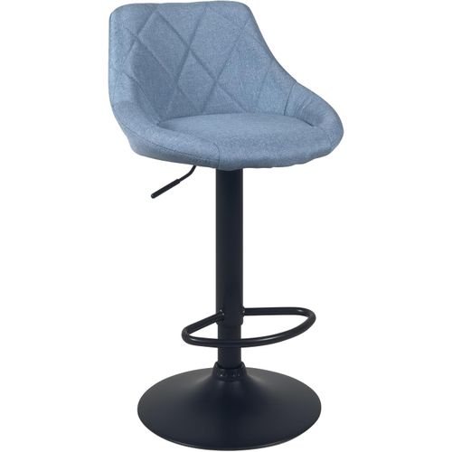 Lot 2 Chaises De Bar, Tissu Rembourré Matelassé , Pivotant, Hauteur Réglable Pied Noir Luti (bleu)